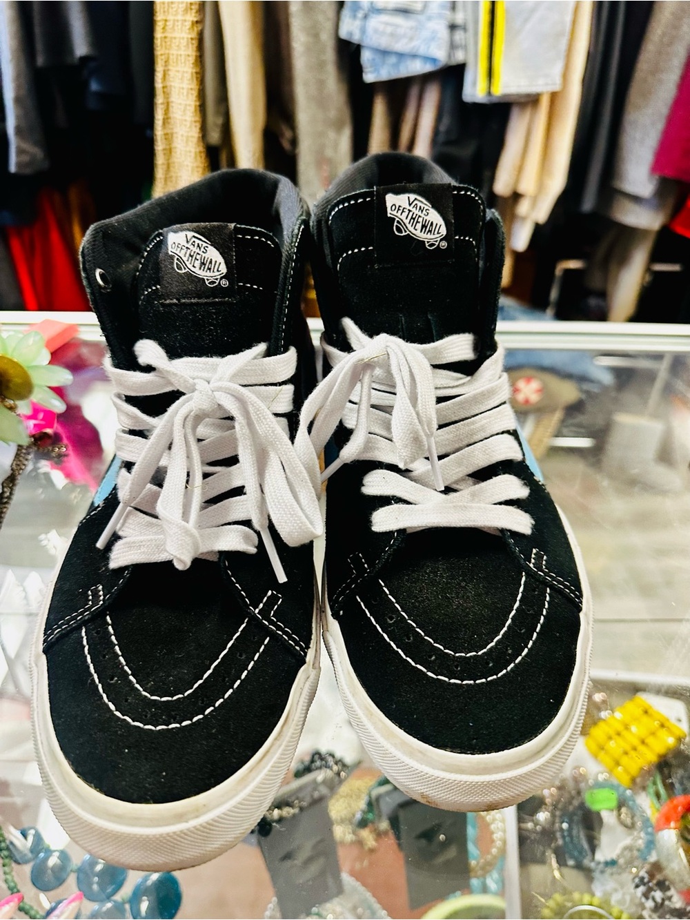 Vans Kids Black High-Top Sneakers with White Laces